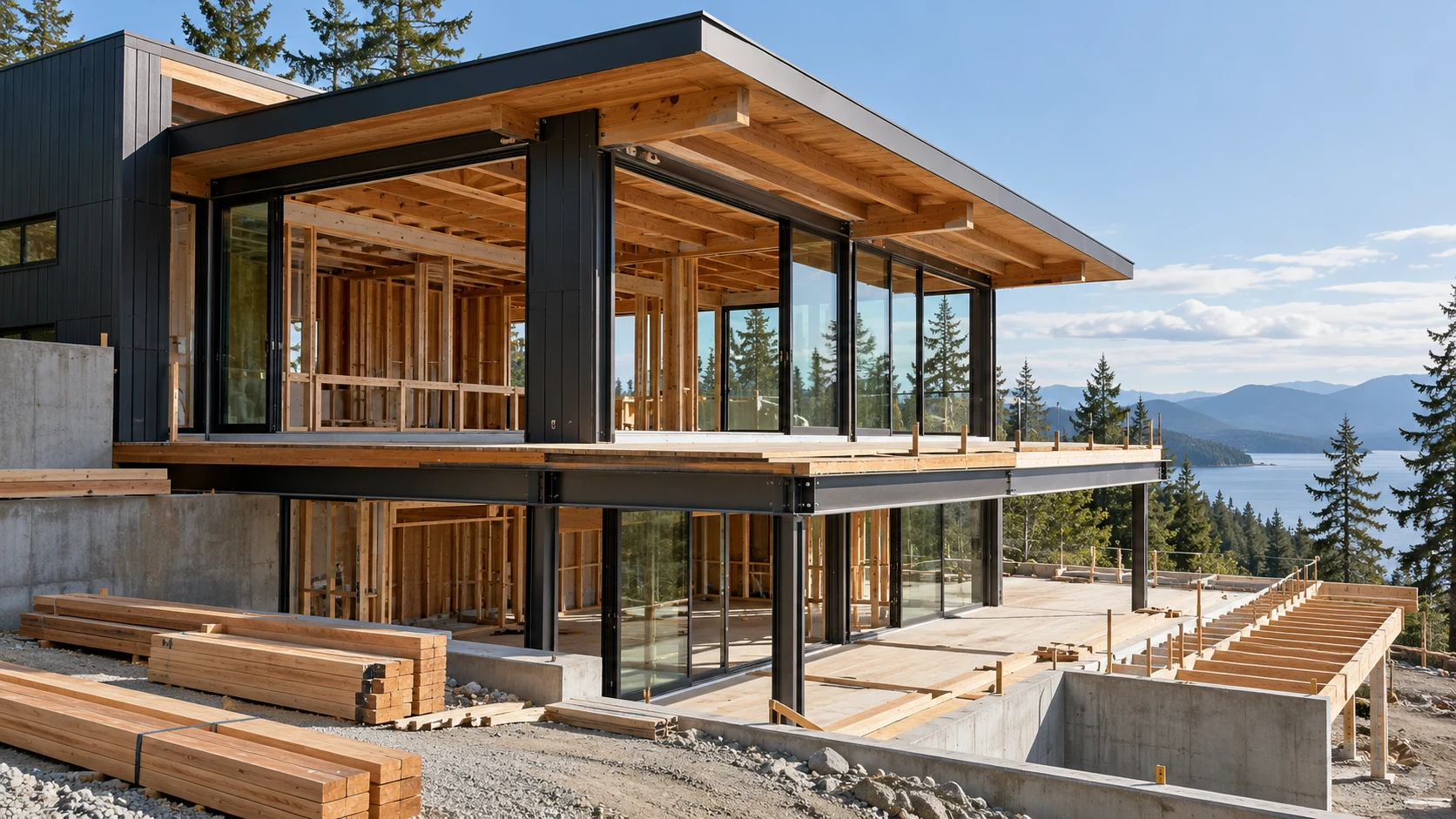 Architectural concept of a carefully organized residential construction site